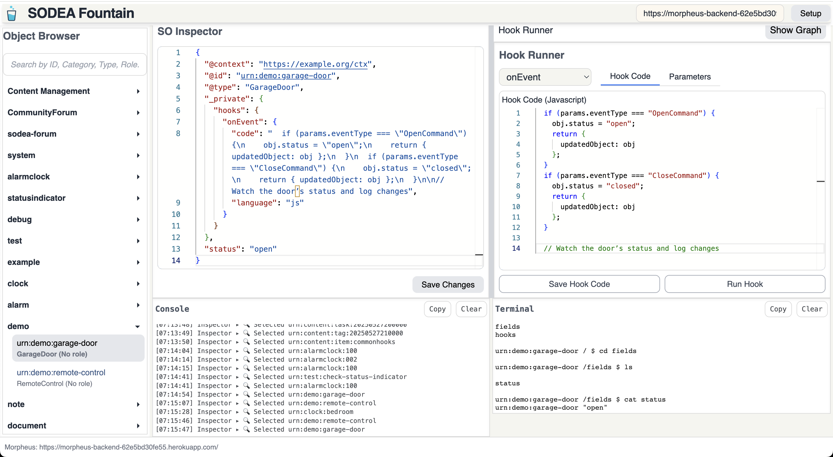 Fountain Interface Screenshot
